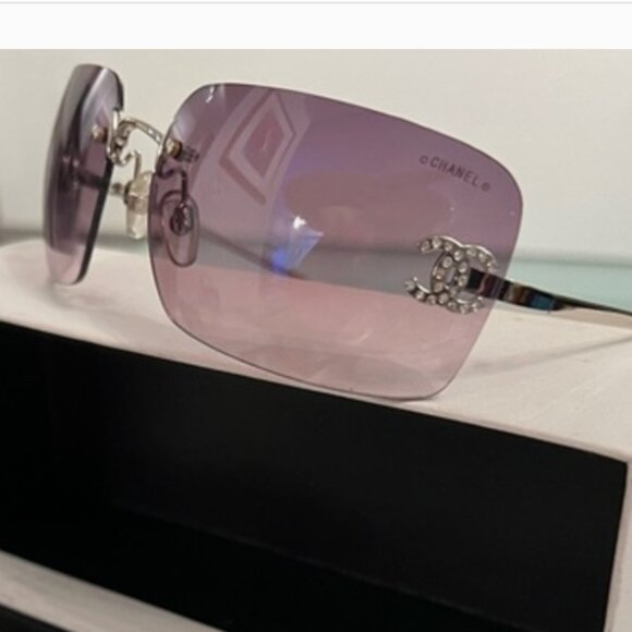 MINT CHANEL 4017 D Crystal Rimless Coco CC Logo Pink Plum SUNGLASSES CASE BOX - Picture 1 of 16